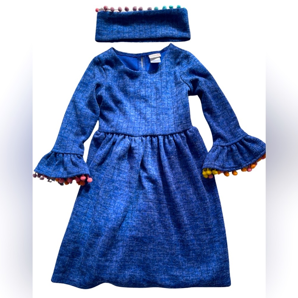 Sweet Heart Rose Blue girls dress and matching headband